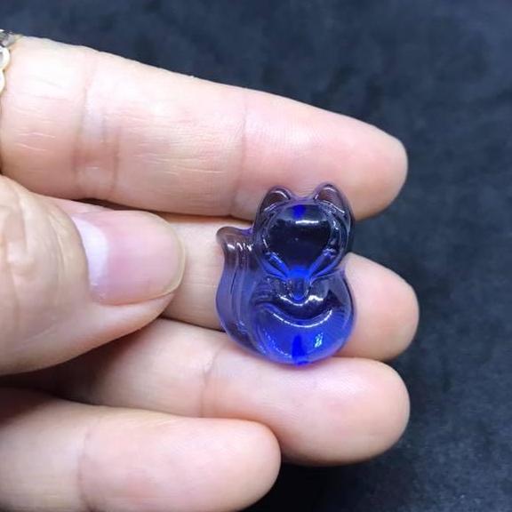 [HCM]MẶT HỒ LY MAY MẮN ĐÁ POLY XANH DƯƠNG-  TẶNG KÈM DÂY ĐEO