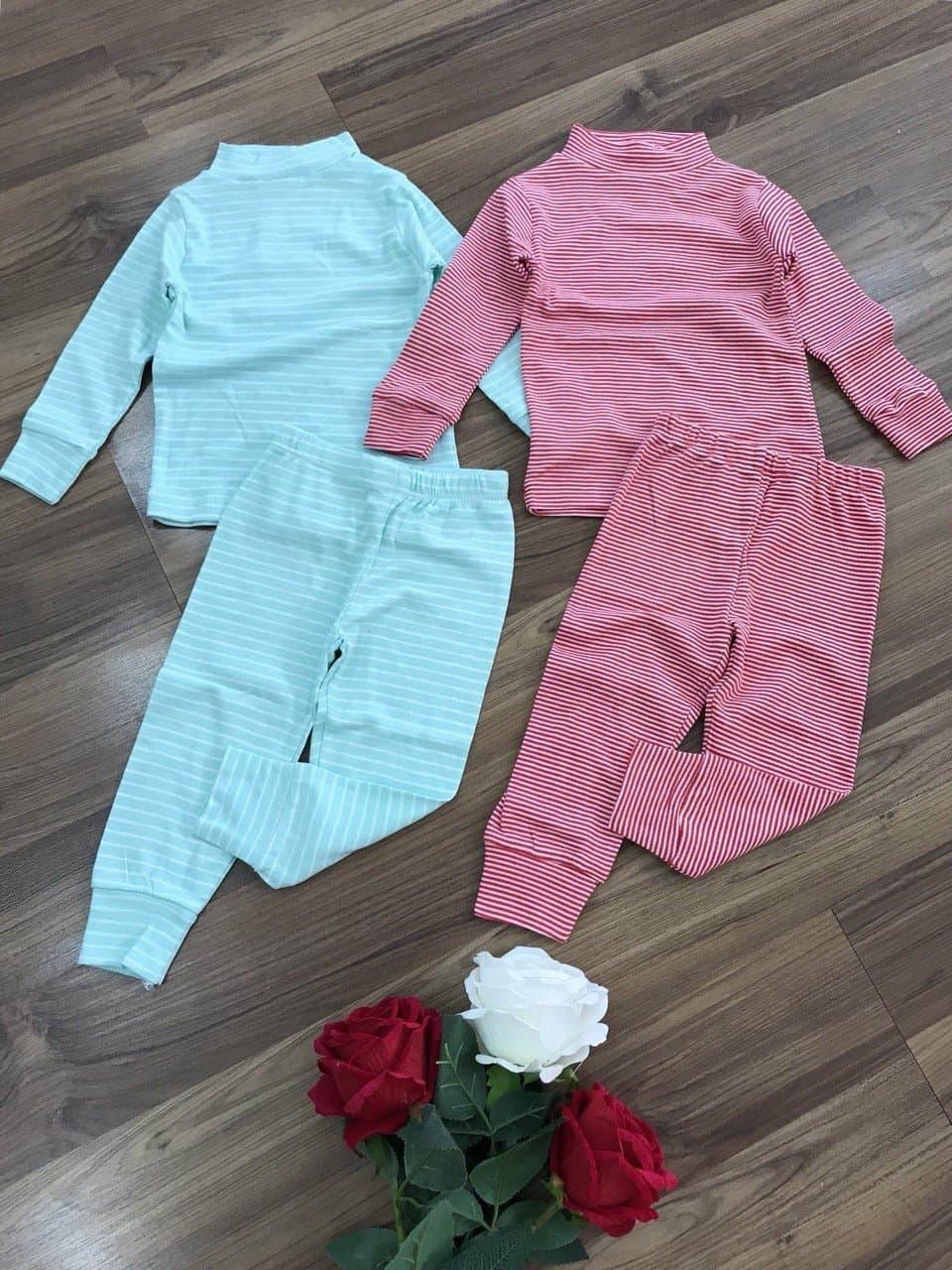 bộ cotton len cổ 3 phân