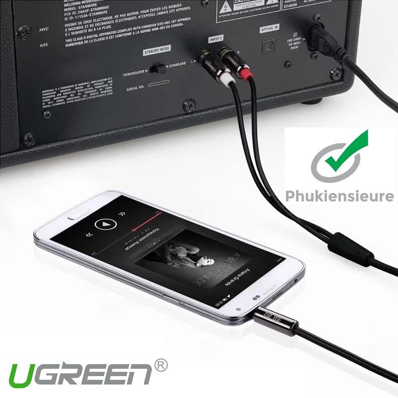 Cáp audio 3.5mm ra 2 đầu RCA 1.5M UGREEN UG-10583 ( cao cấp)