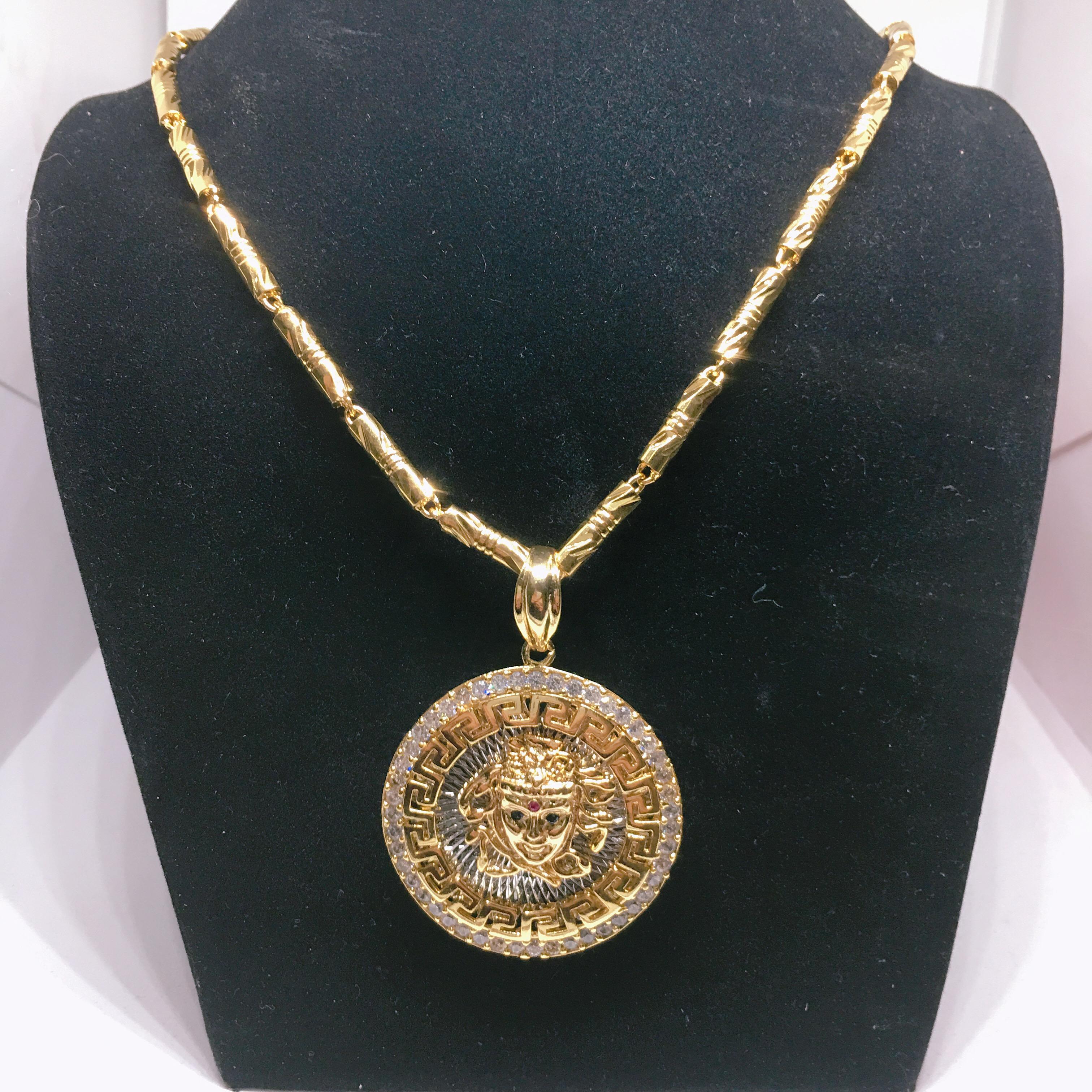 Trang sức Bảo Tín Dây chuyền nam mặt thời trang đính đá mạ vàng cao cấp, may mắn