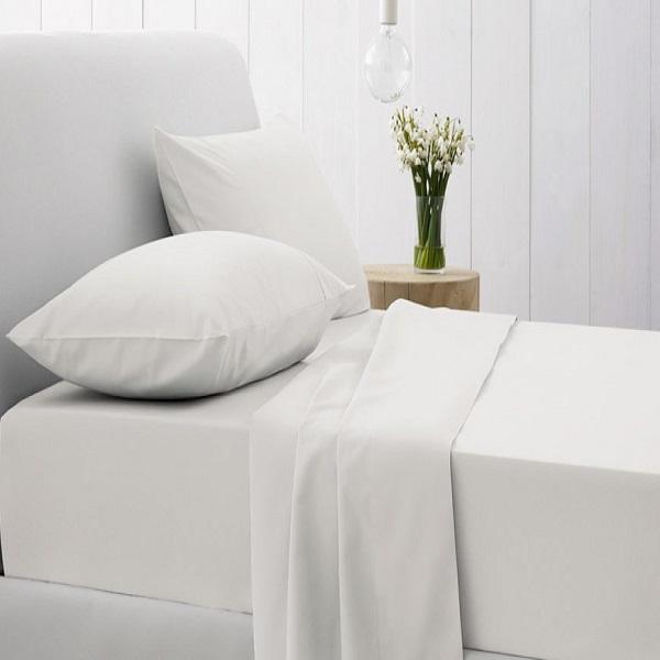 Bộ ga giường Cotton trắng cao cấp Thắng Lợi + 2 vỏ gối nằm (kích thước 1m6*2m*20cm/ 1m8*2m*20cm)