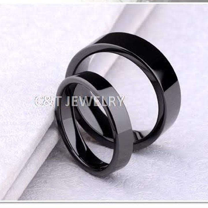 Nhẫn cặp inox trơn đen cao cấp NC132