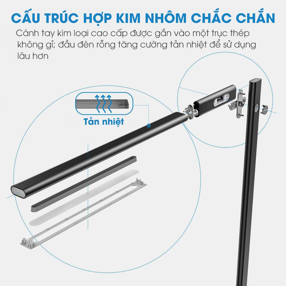 Đèn bàn học, bàn làm việc TaoTronics TT-DL030, 10W, 5 chế độ màu, 6 mức sáng, thân kim loại - An Tiến