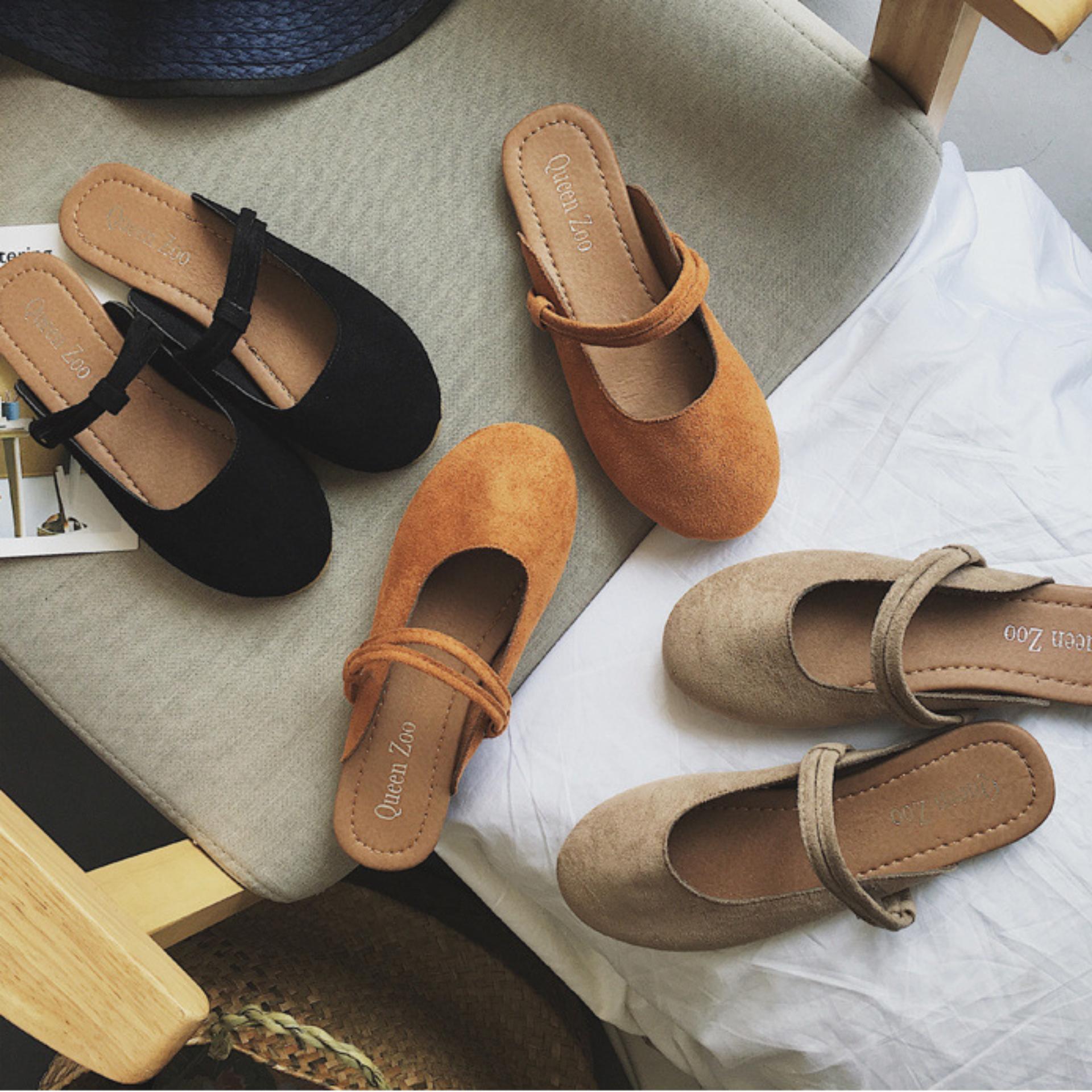 Giày Mules Nữ Da Lộn  Hottrend 2018