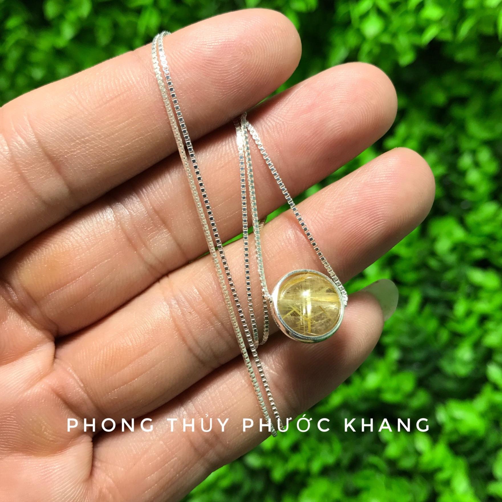 Dây chuyền bạc mặt đá tự nhiên thạch anh tóc vàng