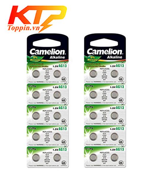 Pin cho máy trợ thính (Vỉ 10 viên) AG13, LR44, A76, SR44W, GP76A, 357 Camelion 1.5V