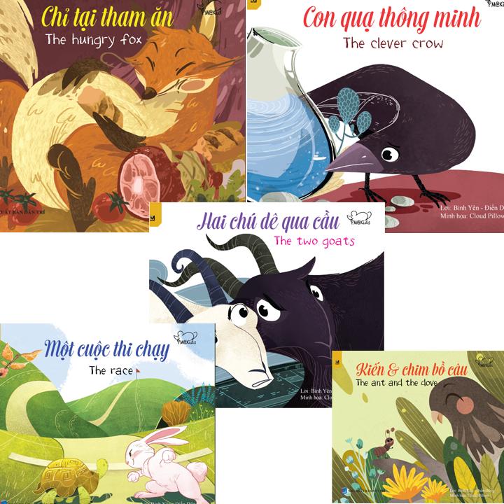 Combo 5 Truyện ngụ ngôn Song ngữ 5 chủ đề bé yêu thích