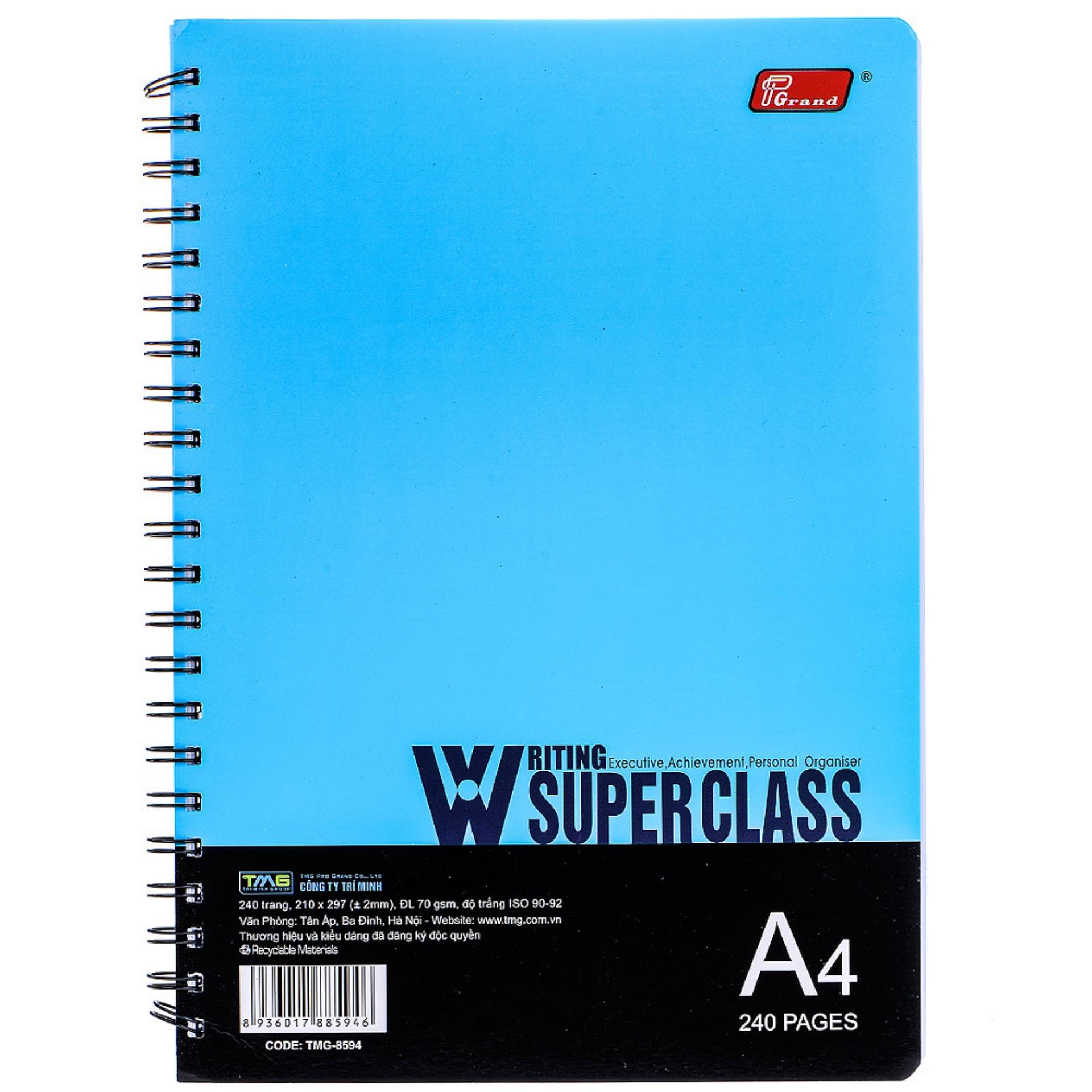 SỔ LÒ XO BÌA NHỰA SAU A4 8594 (240 TRANG, 21 x 29.7 CM)