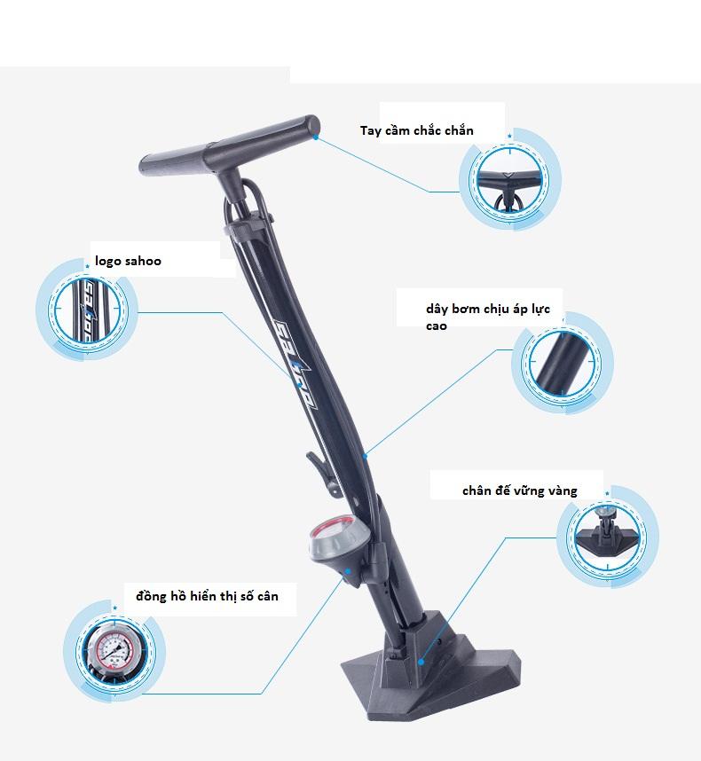 Bơm Xe Đạp Sahoo Có Đồng Hồ