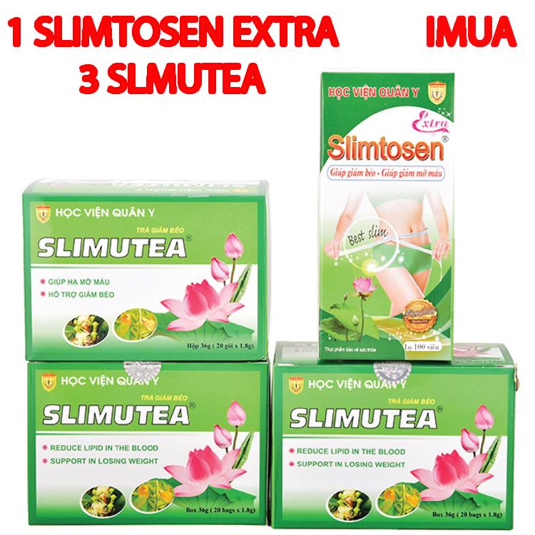 [HCM]Liệu trình giảm cân giảm mỡ an toàn 1 SLIMTOSEN EXTA + 3 TRÀ SLIMUTE học viện quân y