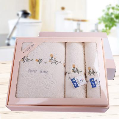 KING SHORE 100% Cotton Khăn Mặt Khăn Tắm Hộp Quà Vuông Khăn Tắm Mỗi Một Mềm Mại Thoải Mái Phúc Lợi Món Quà Cưới