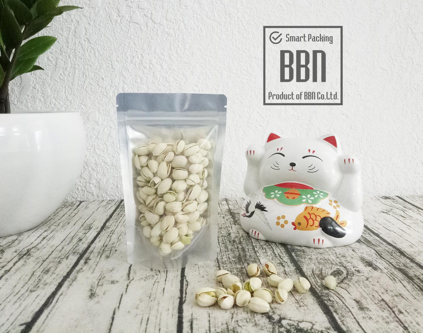 114 Túi zip mặt trong mặt bạc 12x19cm