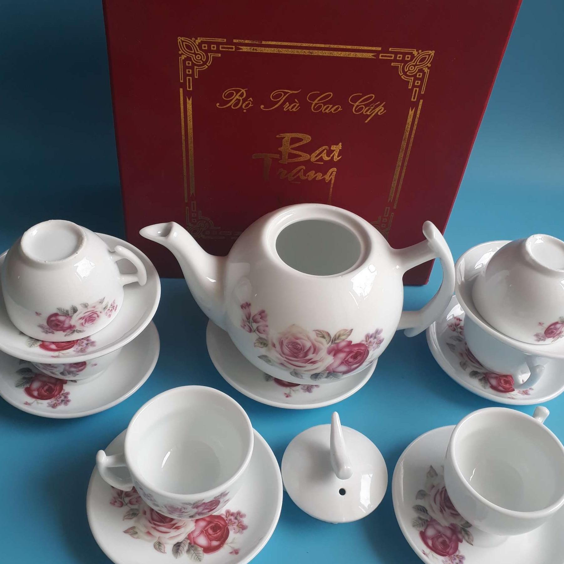 Bộ ấm chén uống trà Bát Tràng ( trắng)
