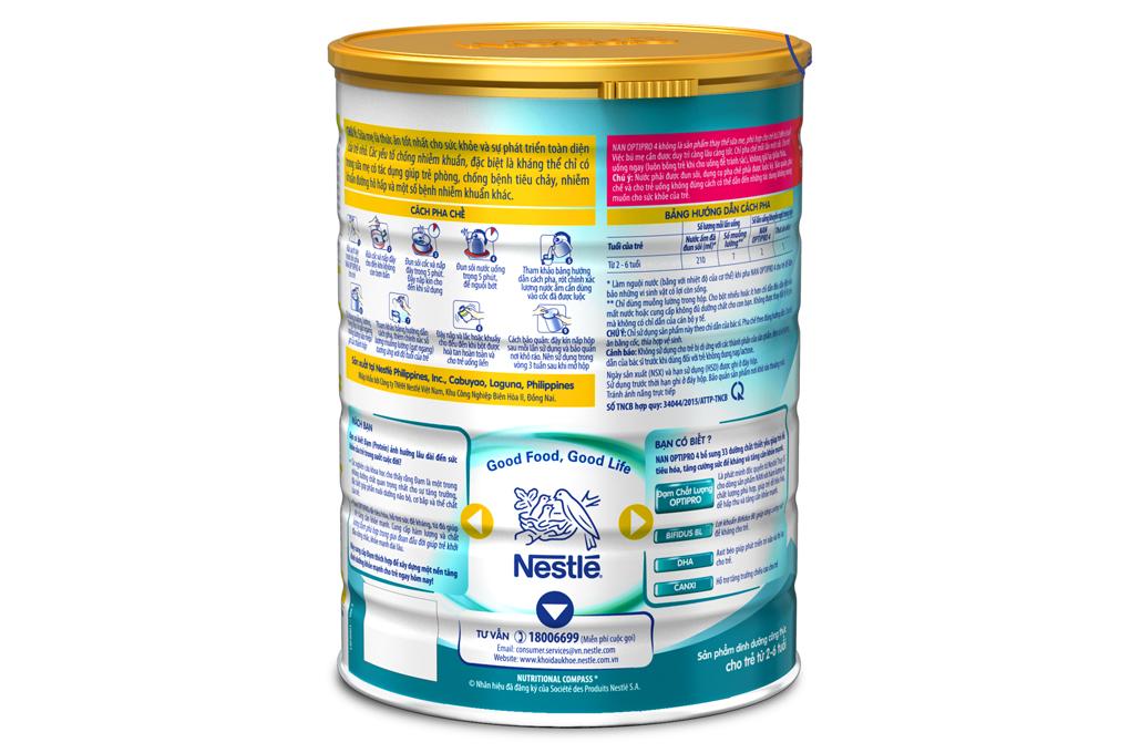 Sữa bột Nestle NAN Optipro số 4 lon 900g (cho bé 2 - 6 tuổi)