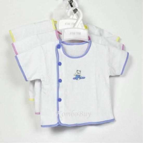 Bộ 5 áo sơ sinh an an tay ngắn màu trắng, cúc lệch cho bé từ 0-9 tháng - ảnh sản phẩm 2