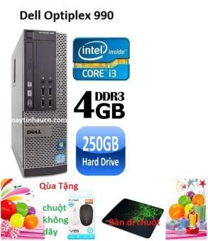 Máy tính để bàn Dell optiplex 990 (Core i3 RAM 2 GB HDD 250GB)  Tặng Chuột không dây chính hãng , bàn di chuột , Bảo hành 24 tháng - Hàng nhập khẩu (Xám)