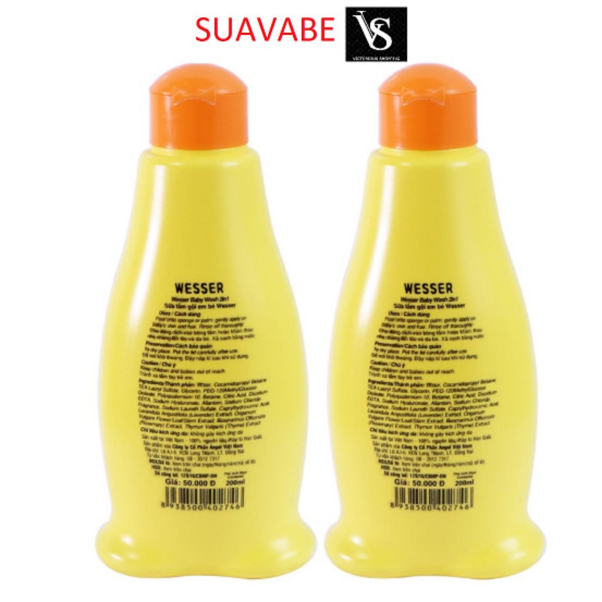 Sữa tắm gội Wesser 2in1 hương phấn 200ml ( Màu cam)