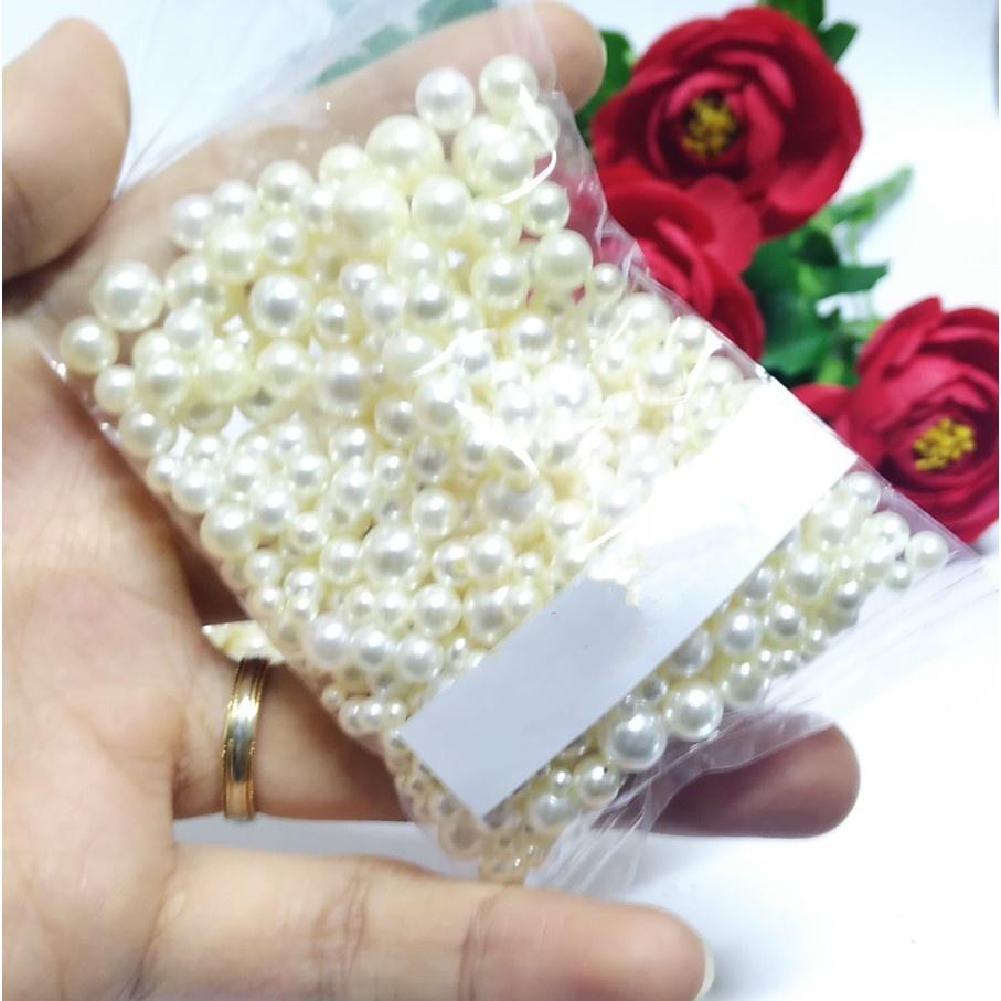 Hạt trai gắn nail tròn màu trắng nhiều size