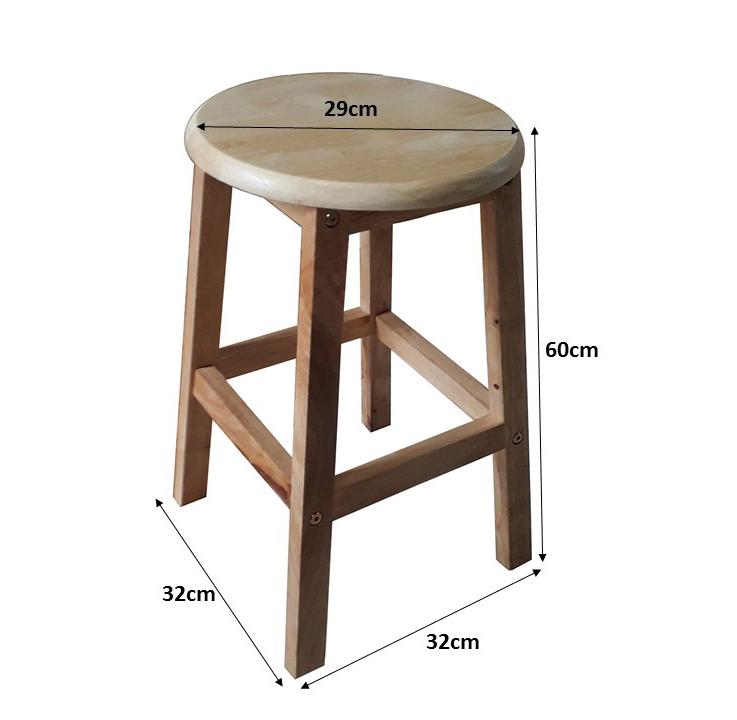 Ghế cà phê mặt tròn cao 60cm bằng gỗ