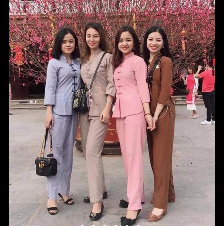 [HCM]Áo lam đi chùa thêu sen