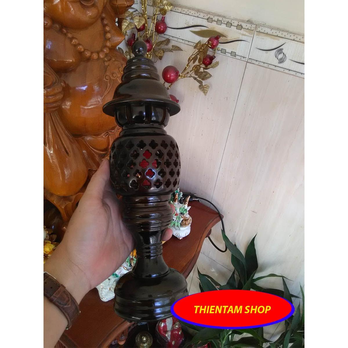 [HCM]Đèn trưng bàn thờ gỗ muồng màu đen đơn (DTDE34D) (1 đèn)