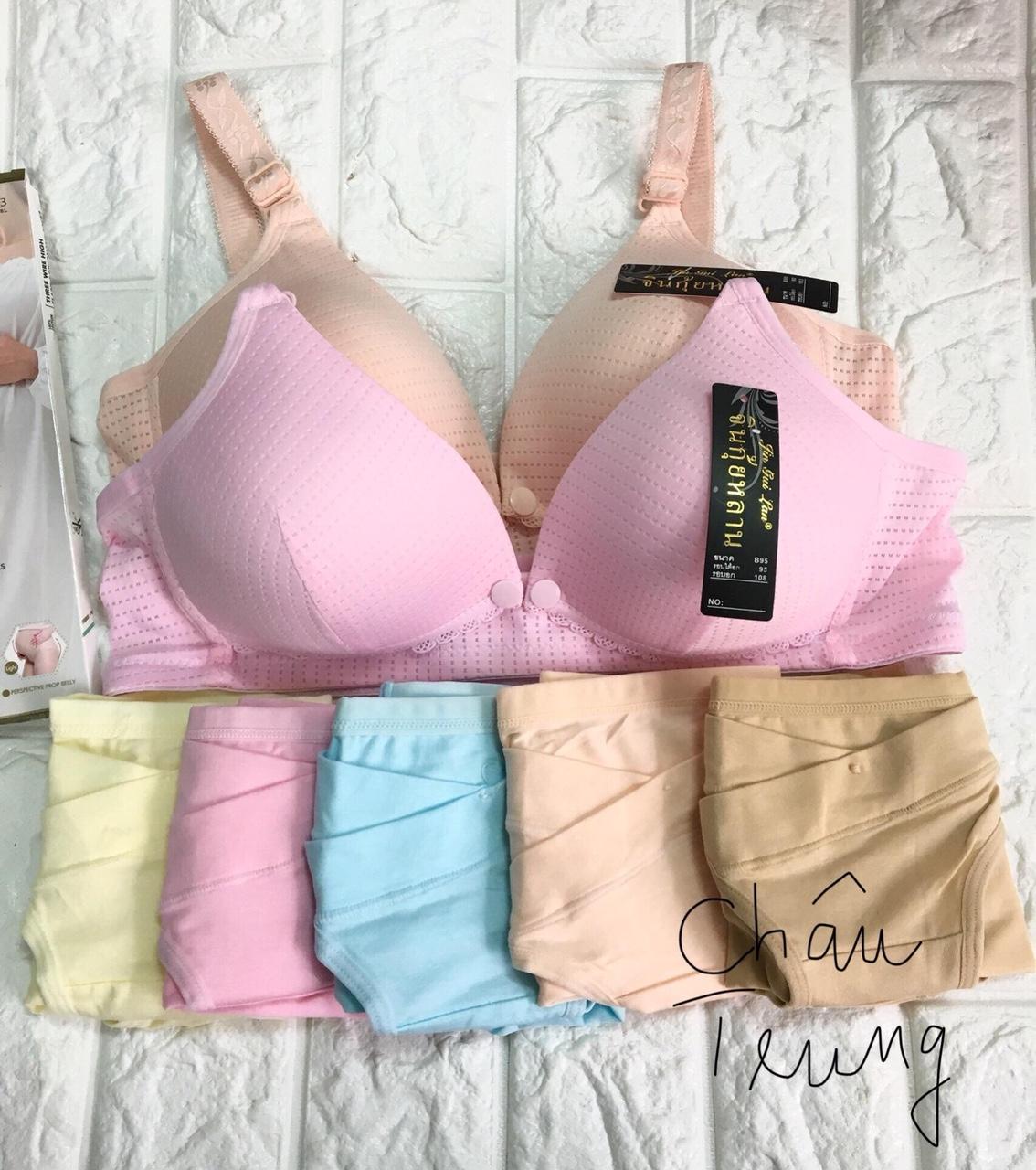 Combo 2 bộ đồ lót cho mẹ bầu ( bao gồm 2 áo lót bầu Thái + 2 quần lót bầu thái cạp chéo)
