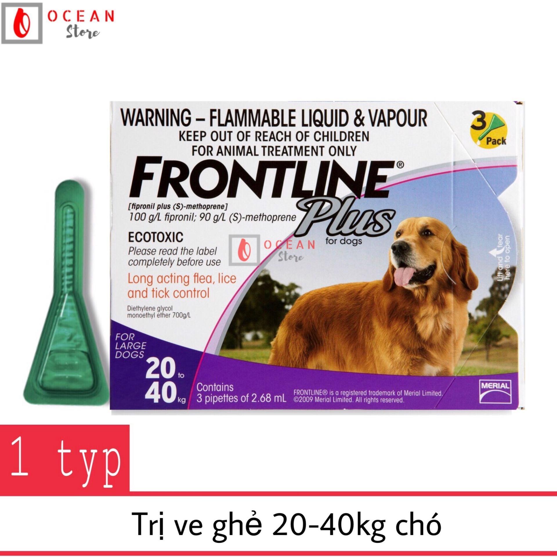 Thuốc nhỏ gáy trị ve ghẻ, bọ chét cho chó - 1 ống Frontline Plus chó 20-40kg (1 tube 20-40kg)