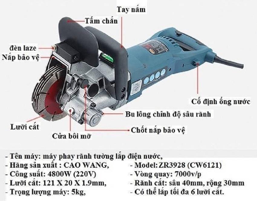 Máy cắt rãnh tường 5 lưỡi Caowang CW6121