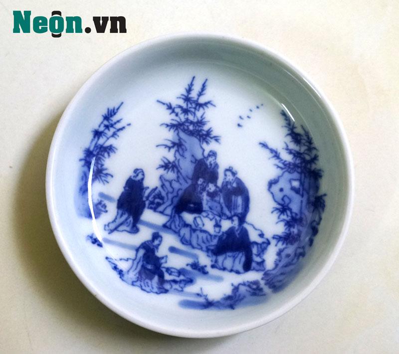 Bộ ấm chén Bát Tràng men lam AC33