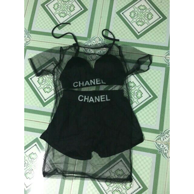 Bộ Đồ Bơi Bikini Đi Biển 3 Mảnh Áo Lưới