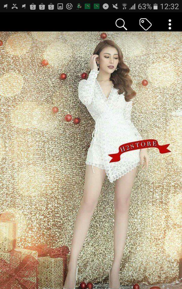 Jump ngắn tay dài ren vạt chéo