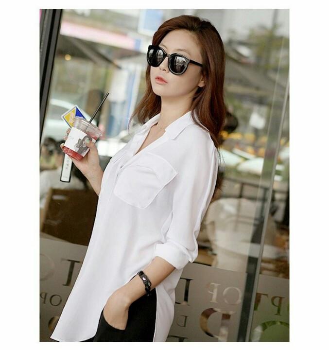 Áo Sơ Mi Nữ Xẻ Tà A518