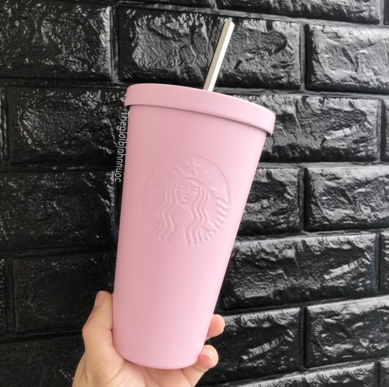 Ly Cold Cup Giữ Nhiệt Starbucks Xanh Dương Hồng Đen Kèm Ống Hút Và Cọ B287