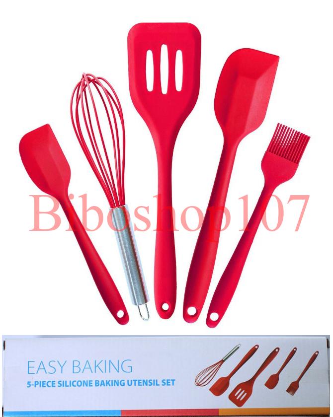 Bộ 5 dụng cụ nhà bếp tiện dụng chất liệu silicon đảm bảo vệ sinh an toàn thực phẩm