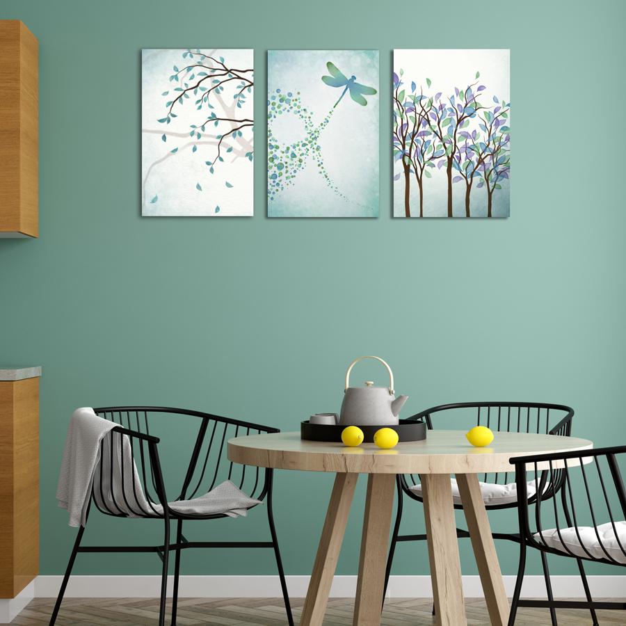 Bộ 3 tranh canvas 40x60cm hiện đại trang trí phòng khách tặng kèm sơ đồ treo tranh và đinh - Khung Hình Phạm Gia PG64