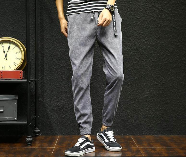 Quần Jogger Nam Mới Phong Cách Hàn Quốc chất vải lụa giả da lộn