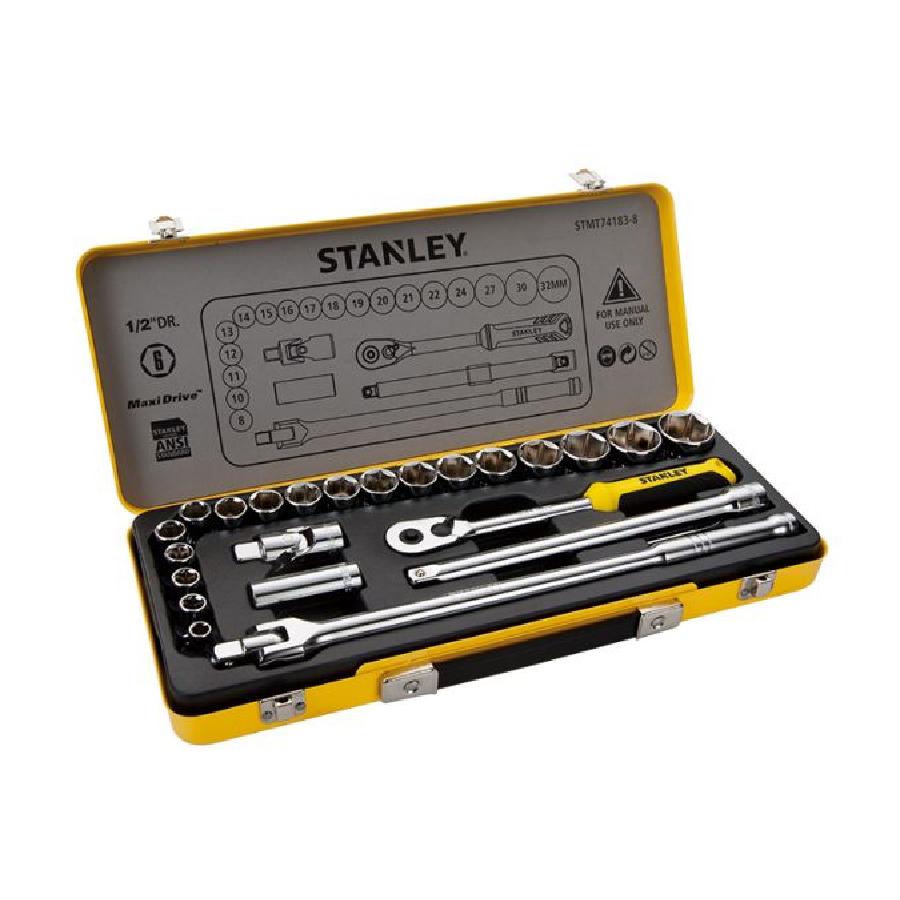 STMT74183-8 BỘ socket 1/2  6 cạnh 24 chi tiết (hộp sắt) stanley