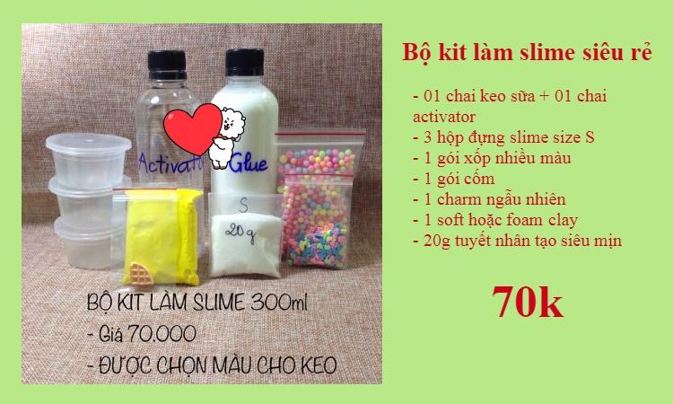 Bộ kit làm slime mây + combo phụ kiện trang trí (miễn phí ship toàn quốc)