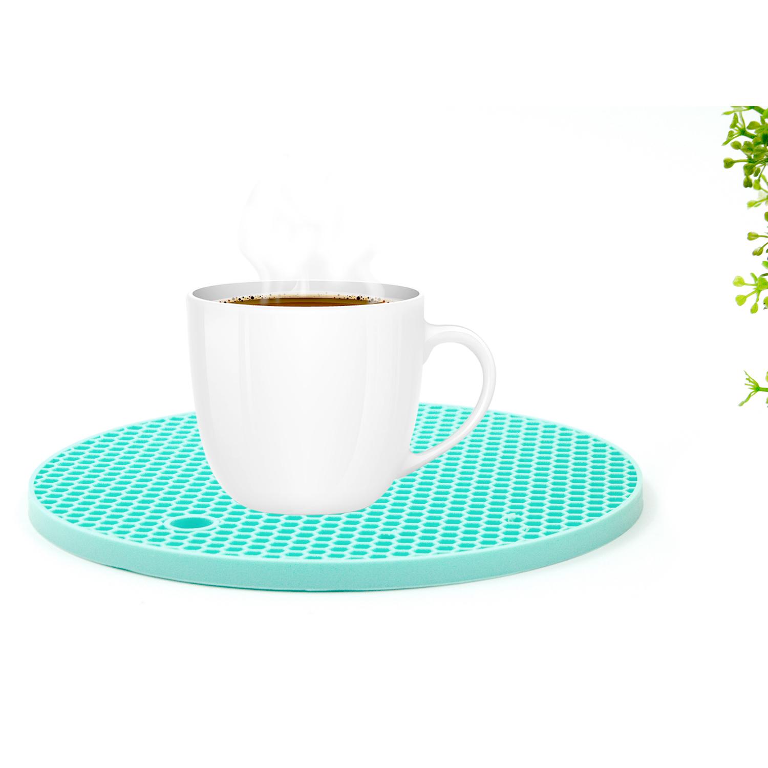 Silicon nhỏ Tổ Ong Nồi Placemat Cup Thảm Coaster Nơi Thảm (Xanh)-quốc tế