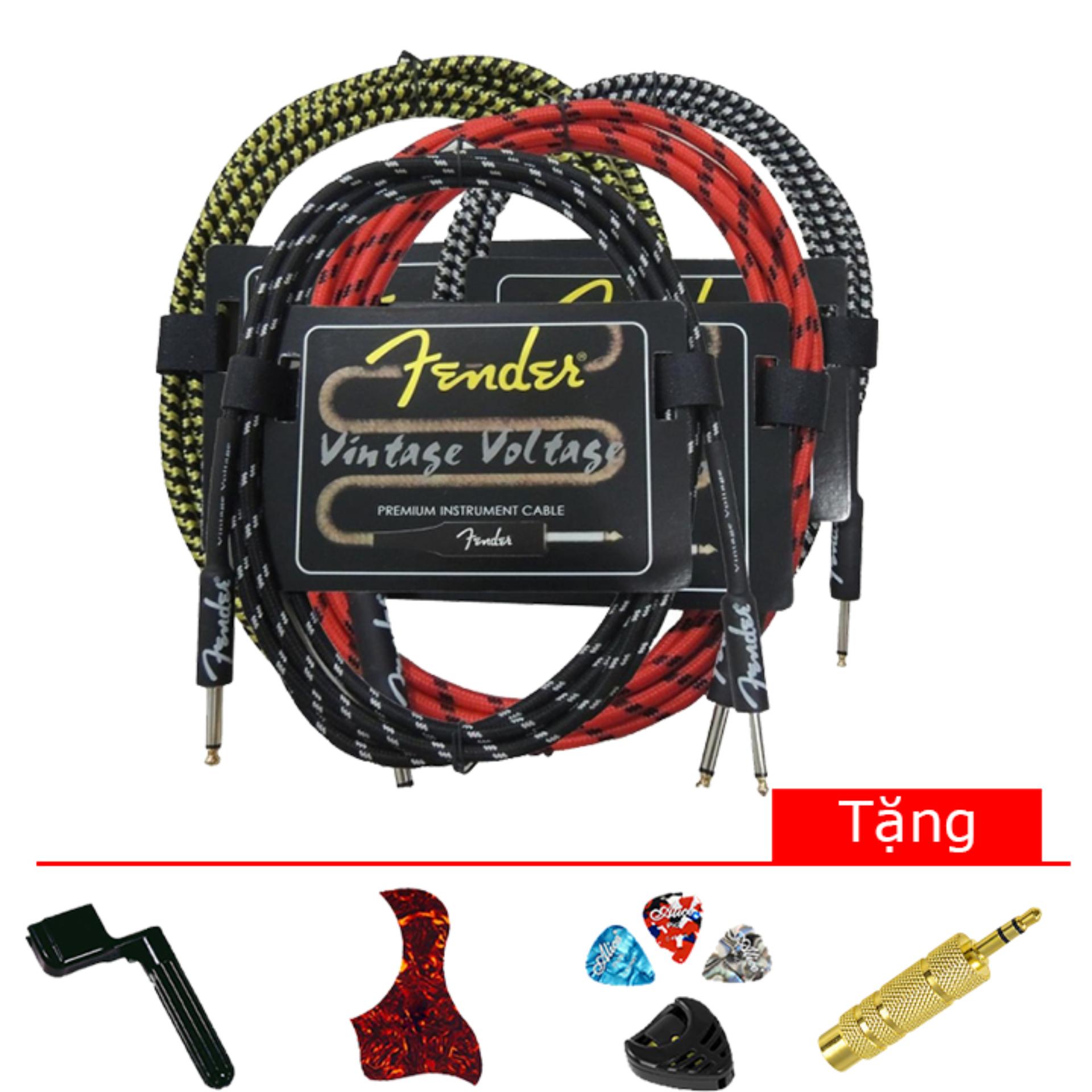 Dây cáp Audio fender 2 đầu 0.65 dài 6m (tặng pick, hộp pick, dán chống xước, tay quay lên dây đàn, đầu Audio 0.35)