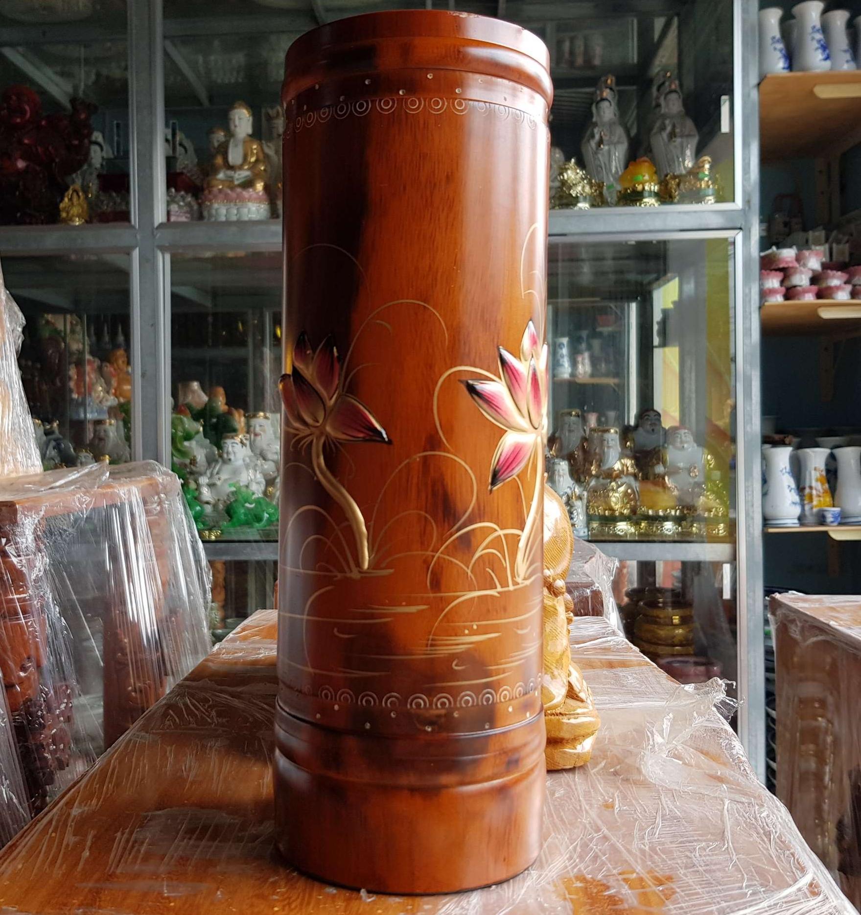 Ống nhang gỗ tràm bông vàng cao 32 cm