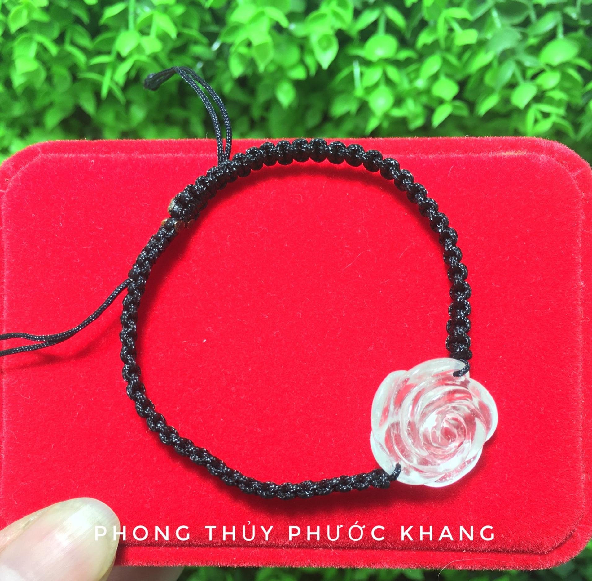 Vòng tay hoa mẫu đơn thạch anh trắng
