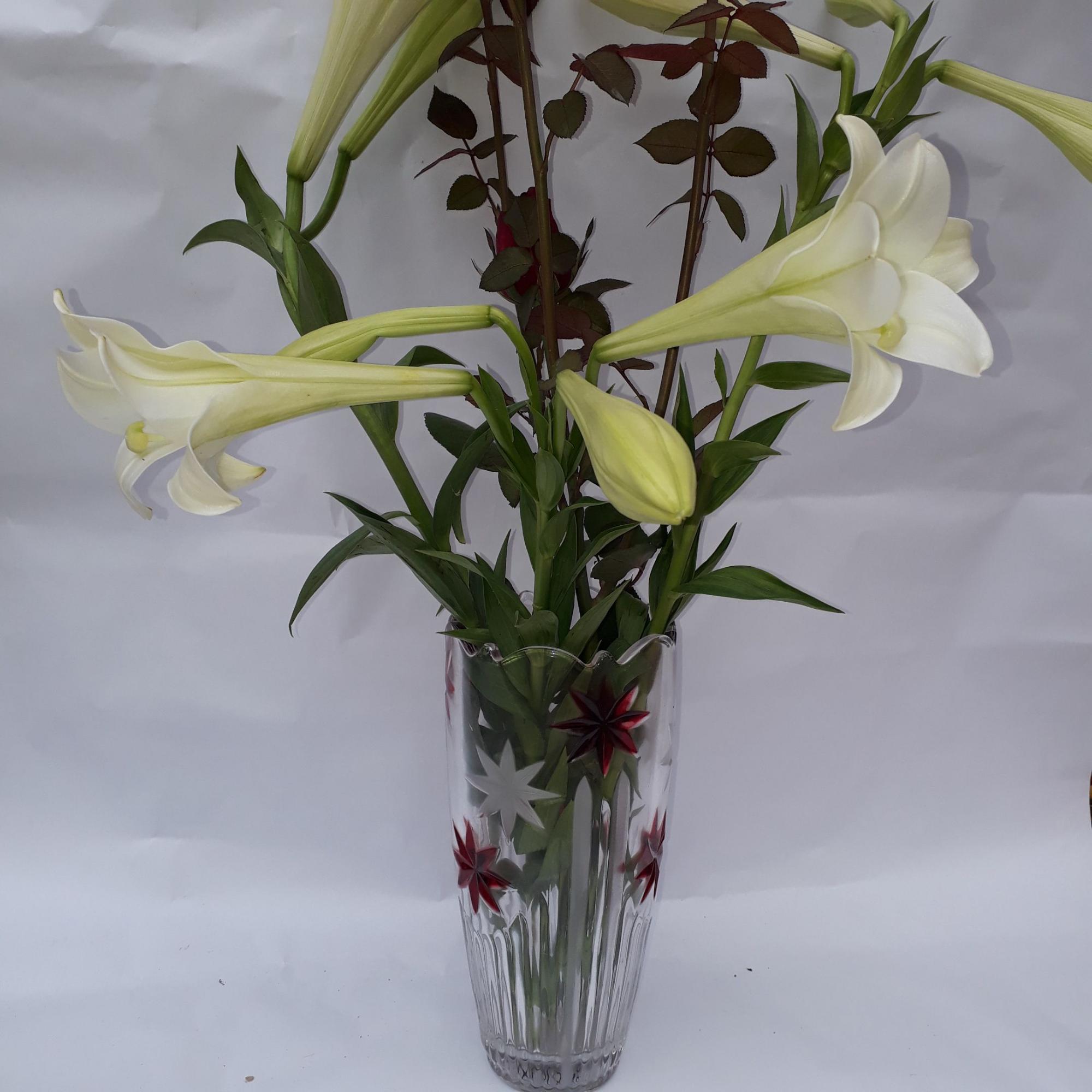 Lọ hoa thủy tinh cao cấp, bầu, 22 cm (trắng)