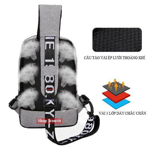 [HCM]Balo đeo chéo KY-Z có cổng sạc USB