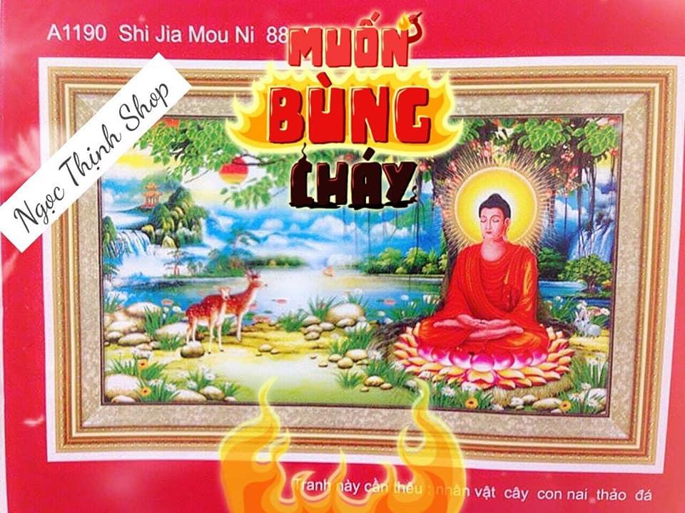 Tranh thêu chữ thập Phật bồ đề A1190