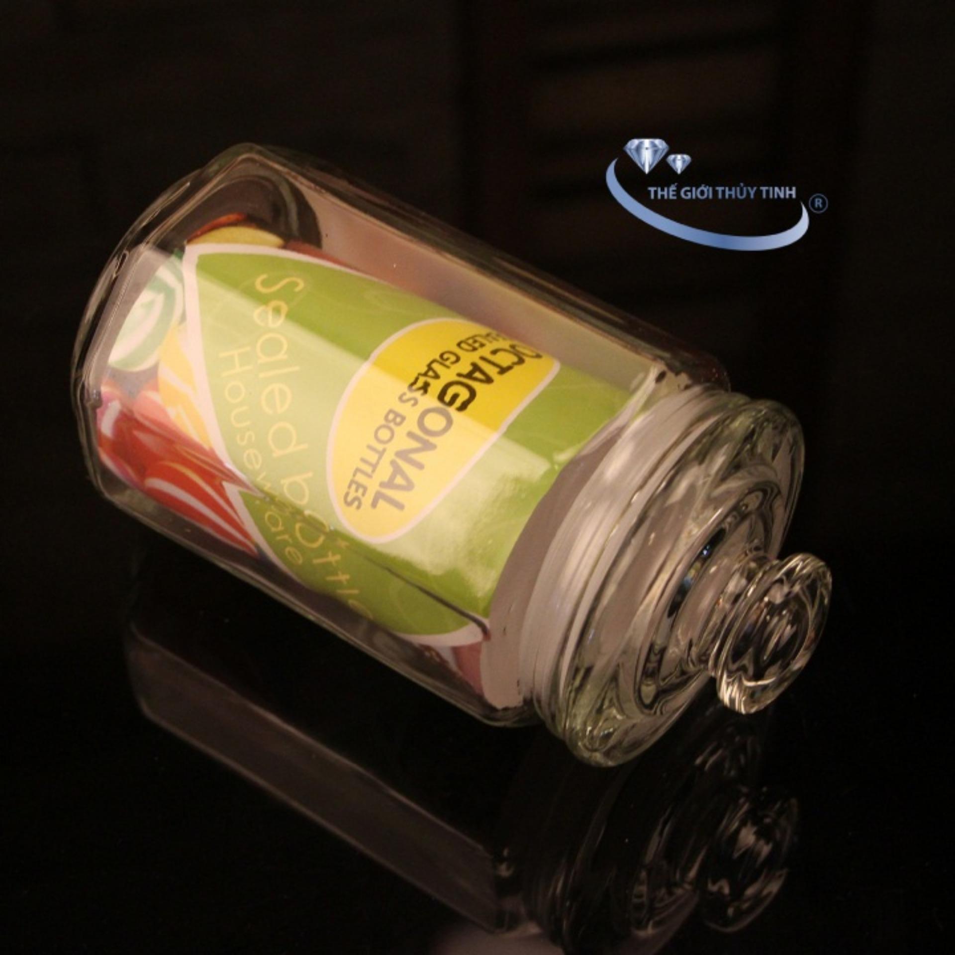 Hũ Thủy Tinh Đựng Gia Vị Lục Giác 2000ML