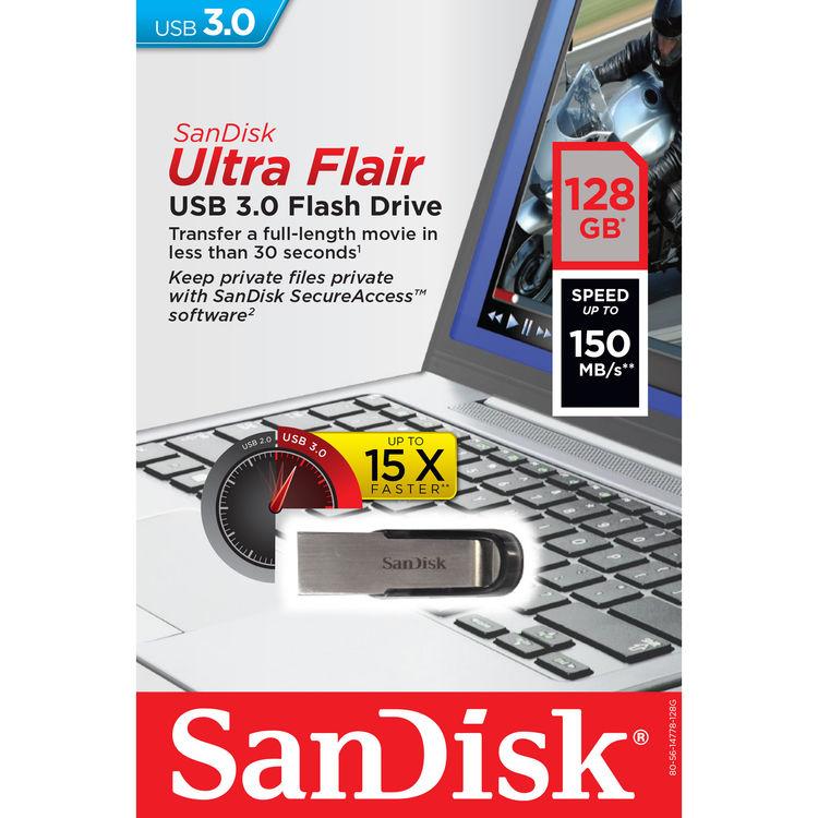 USB 3.0 128GB  SANDISK USB 3.0 CZ73 Ultra Flair (xám đen) Chính Hãng