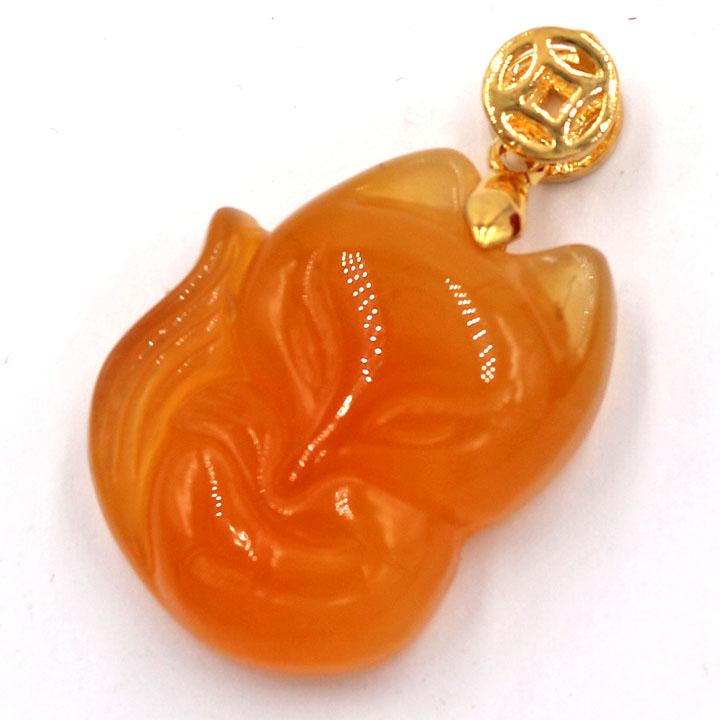 Mặt hồ ly đá thạch anh cam 2.9cm