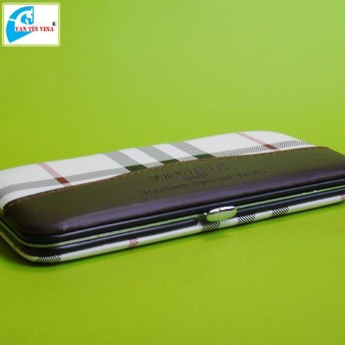 Ví da đựng nhíp nối mi ( vân Caro sáng )