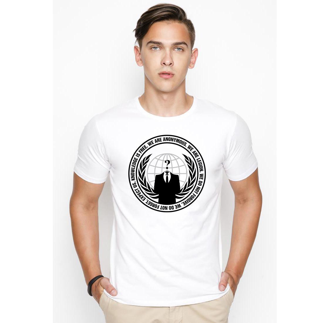Áo thun nam we are anonymous ( Trắng )